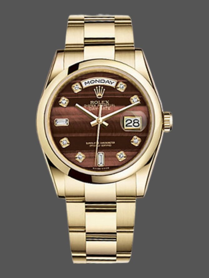 Replica Rolex Day-Date 118208 Yellow Gold Domed 36mm Unisex Watch