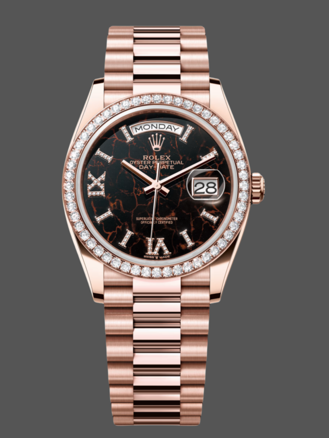 Replica Rolex Day-Date 128345RBR Eisenkiesel dial Everose Gold 36MM Unisex Watch
