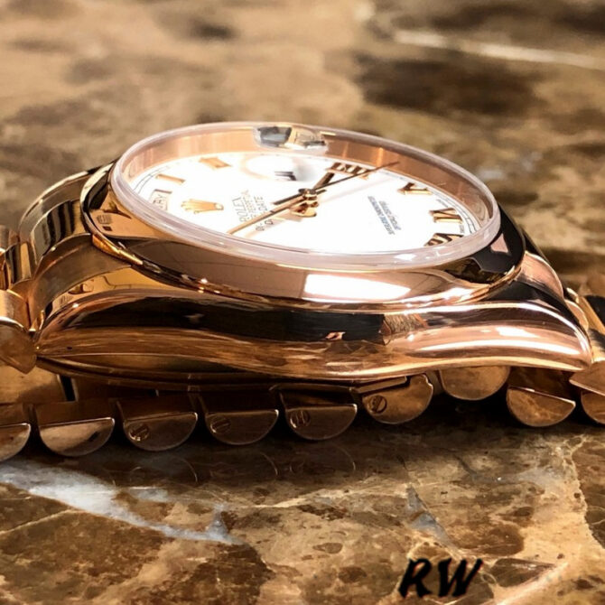 Replica Rolex Day-Date 118205 Everose Gold White Dial 36mm Unisex Watch