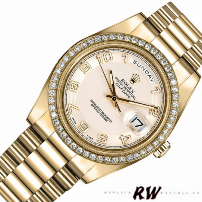 Replica Rolex Day-Date 218348 Concentric Circle Ivory Dial 41MM Mens Watch