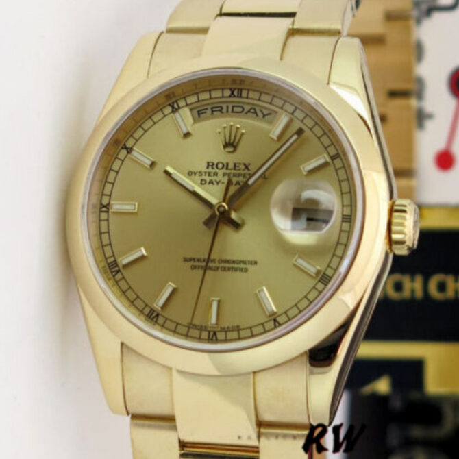 Replica Rolex Day-Date 118209 White Gold Silver Diamond Dial Automatic 36mm Unisex Watch