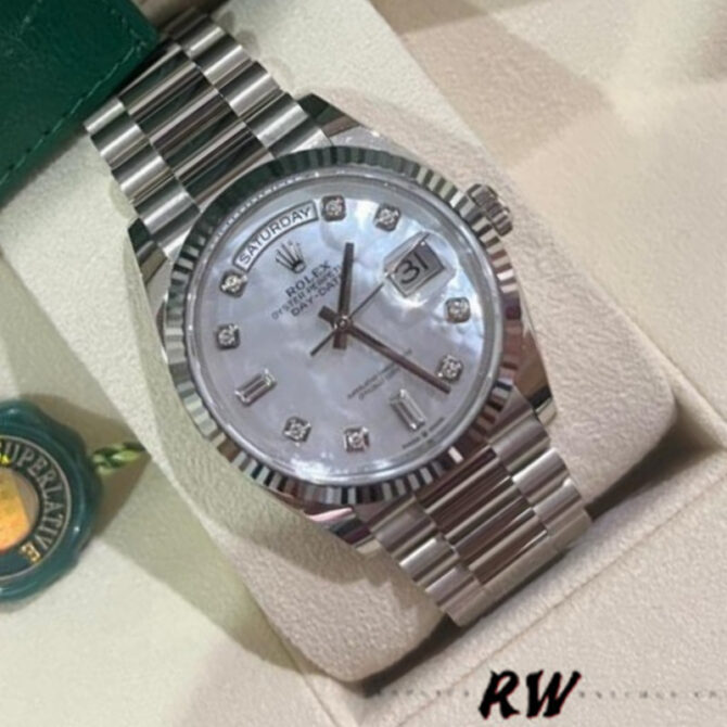 Replica Rolex Day-Date 128239 White Gold Mother of Pearl Dial 36MM Unisex Watch