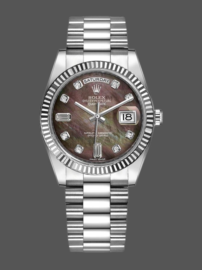 Replica Rolex Day-Date 118239 MOP Black Dial 36mm Unisex Watch