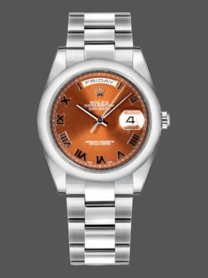 Replica Rolex Day-Date 118209 White Gold Copper Brown Dial 36mm Unisex Watch