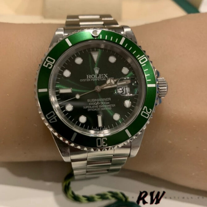 Rolex Submariner 16610 Stainless Steel Refinished Green Dial 40mm Mens Replica Watch