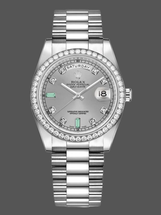 Replica Rolex Day-Date 118239 Rhodium Roman Dial 36mm Unisex Watch