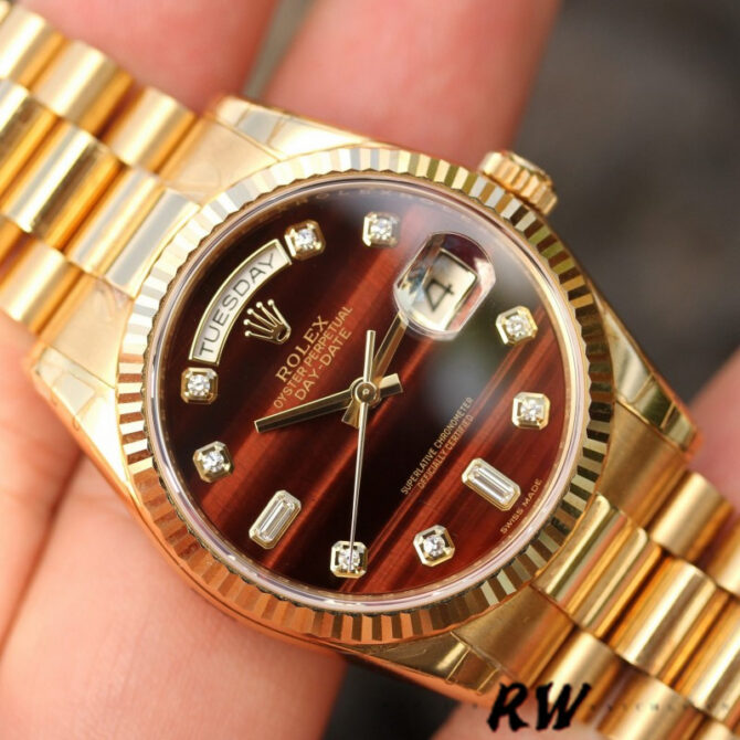 Replica Rolex Day-Date 118235 Rose Gold Chocolate Brown Dial 36mm Unisex Watch