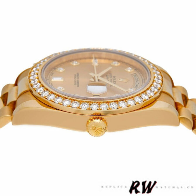 Replica Rolex Day-Date 218348 Champagne Diamonds Dial 41MM Mens Watch