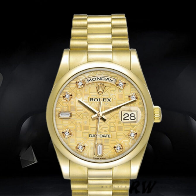 Replica Rolex Day-Date 118209 Black dial white gold 36mm Unisex Watch