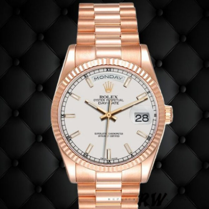 Replica Rolex Day-Date 118235 White Dial 36mm Unisex Watch