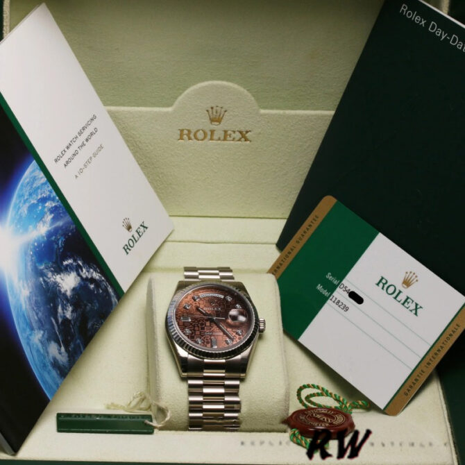 Replica Rolex Day-Date 118235 Rose Gold Chocolate Brown Dial 36mm Unisex Watch