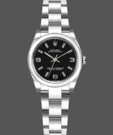 Rolex Oyster Perpetual 177200 Black Dial Blue Baton 31mm Lady Replica Watch