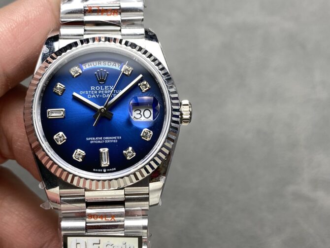 Replica Rolex Day-Date 128239 Blue Ombre Diamond Dial 36MM Unisex Watch