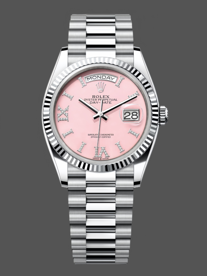 Replica Rolex Day Date 36 Pink Roman m128236 0006
