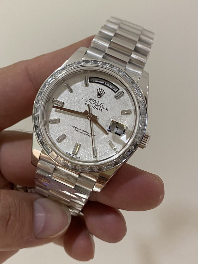 Replica Rolex Day-Date 40 Platinum Meteorite Diamond Dial M228396TBR 0027 Men's Watch