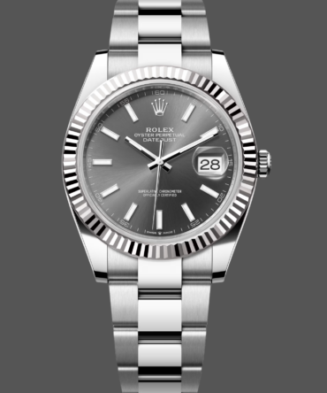 Rolex Datejust 41 White Gold Fluted Bezel Slate Dial Oyster M126334 0013 Men's Watch