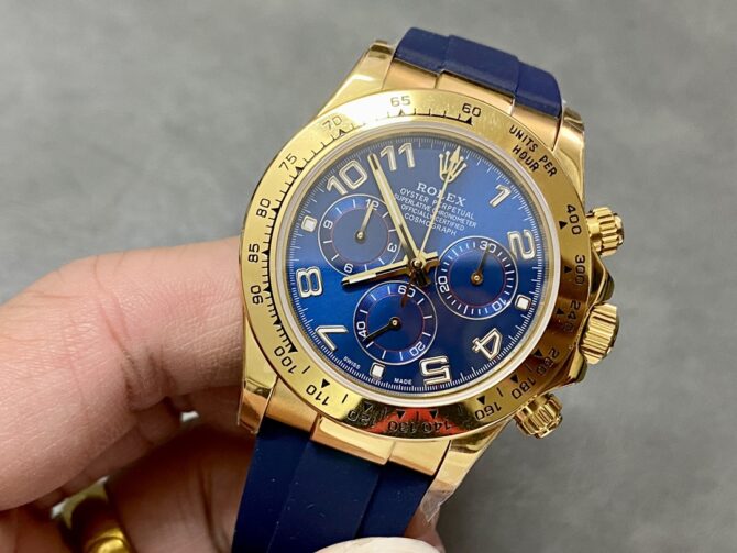 Rolex Cosmograph Daytona Yellow Gold Case Blue Dial 116518 Men's Watch
