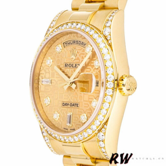 Replica Rolex Day-Date 118388 Champagne Roman Numeral Dial 36MM Unisex Watch