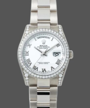 Replica Rolex Day-Date 118389 White Roman Numeral Dial 36MM Unisex Watch