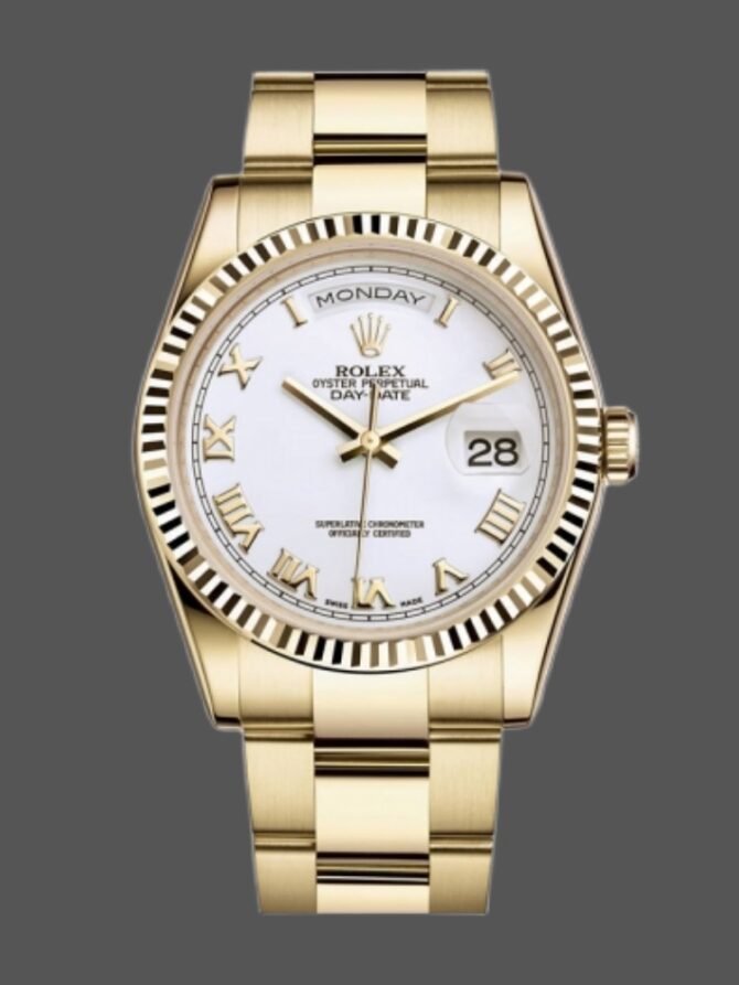 Replica Rolex Day-Date 118238 White Roman numeral dial 36mm Unisex Watch