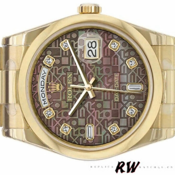 Replica Rolex Day-Date 118209 White Gold Silver Diamond Dial Automatic 36mm Unisex Watch