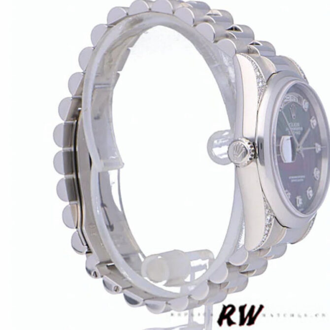 Replica Rolex Day-Date 118296 Platinum MOP Dial Diamond 36mm Unisex Watch