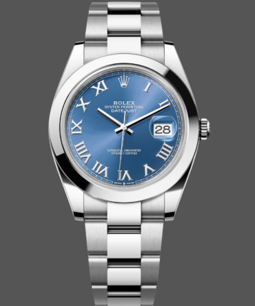 Rolex Datejust 41 Stainless Steel Azzuro Blue Roman Dial M126300 0017 Men's Watch