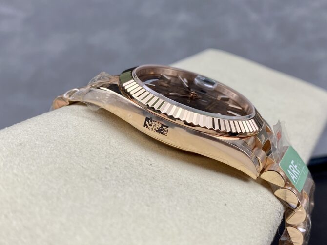 Replica Rolex Day-Date 228235 Chocolate Brown Dial Fluted Bezel 40mm Mens Watch