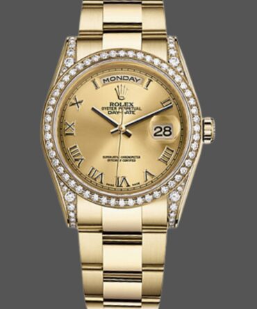 Replica Rolex Day-Date 118388 Champagne Roman Numeral Dial 36MM Unisex Watch