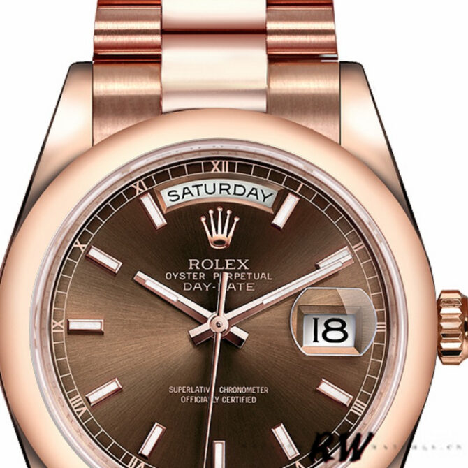 Replica Rolex Day-Date 118205 Rose Gold Champagne Diamond Dial 36mm Unisex Watch