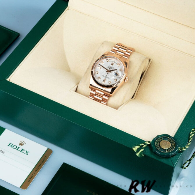 Replica Rolex Day-Date 118235 MOP Black Dial 36mm Unisex Watch