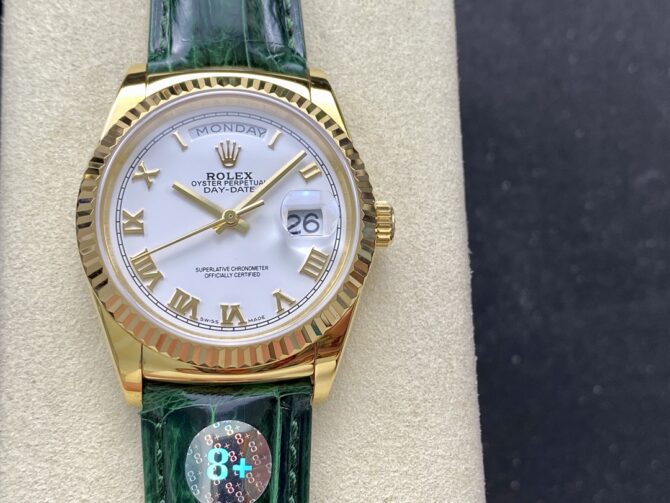 Replica Rolex Day Date 36 White Dial Solid 18k Yellow Gold 118138 Roman
