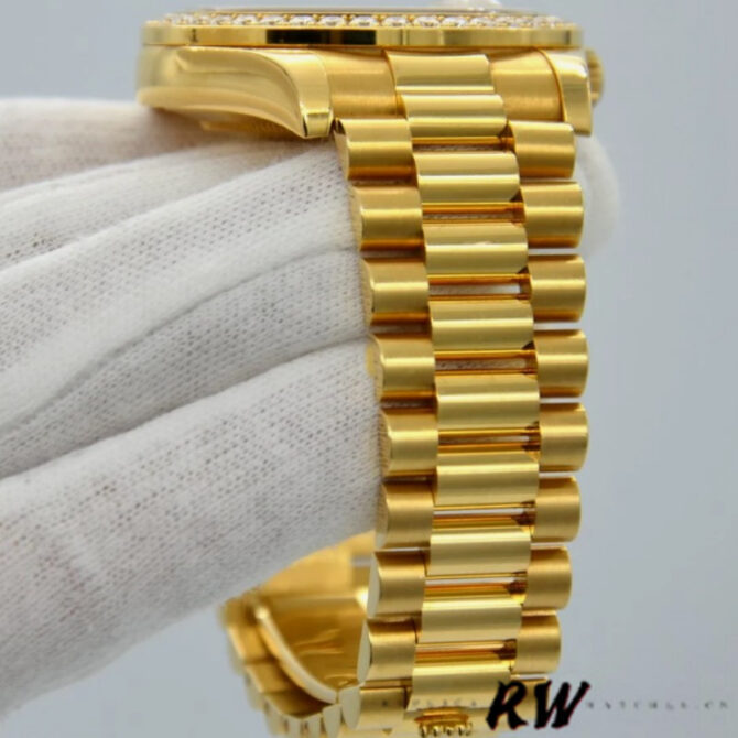 Replica Rolex Day-Date 228348RBR Champagne Roman Dial Diamond Bezel 40mm Mens Watch