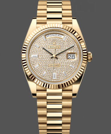 Rolex Day Date 40 Yellow Gold Pave Diamond Dial M228238 0054 Men's Watch