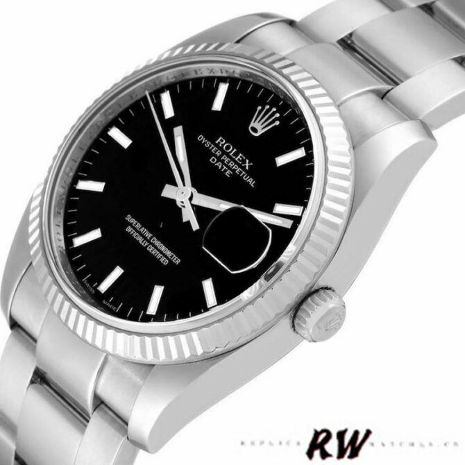 Rolex Oyster Perpetual Date 115234 Black Dial 34mm Unisex Replica Watch