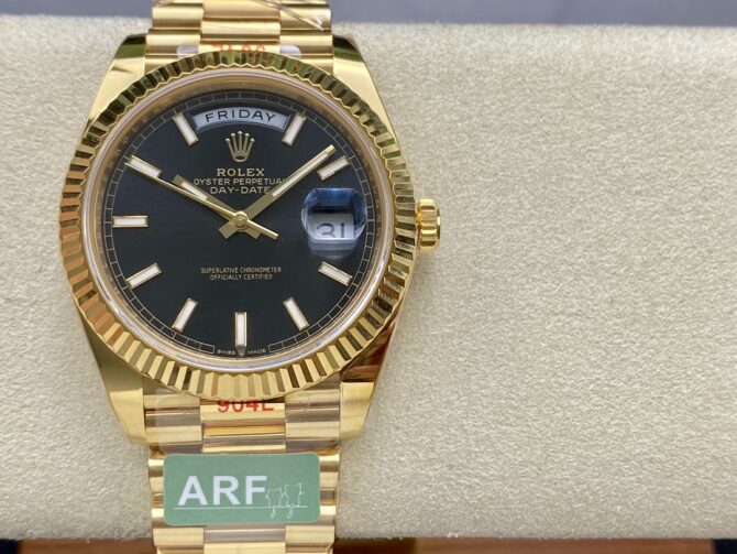 Replica Rolex Day Date 40mm Yellow Gold President Black Dial m228238 0067