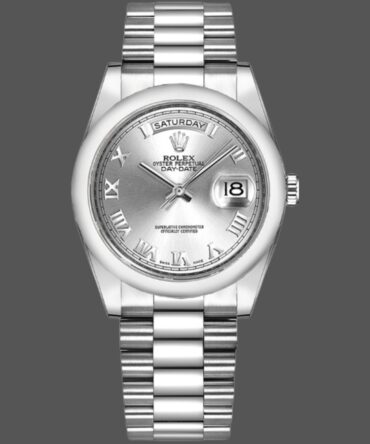 Replica Rolex Day-Date 118209 White Gold Silver Dial Automatic 36mm Unisex Watch