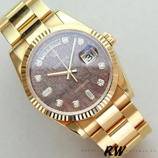 Replica Rolex Day-Date 118239 MOP Diamond Dial 36mm Unisex Watch