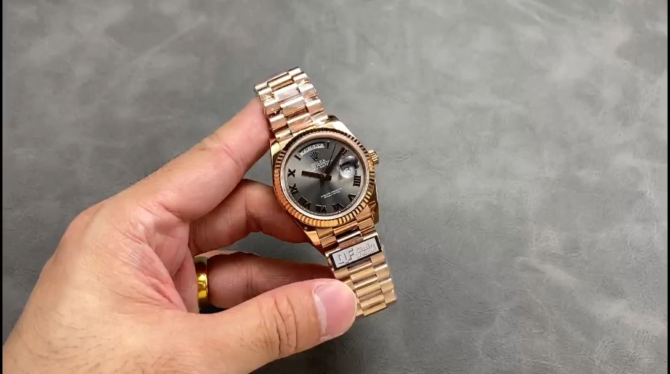 Replica Rolex Day Date Rose Gold Slate Diamond Dial President Bracelet M128235 0050