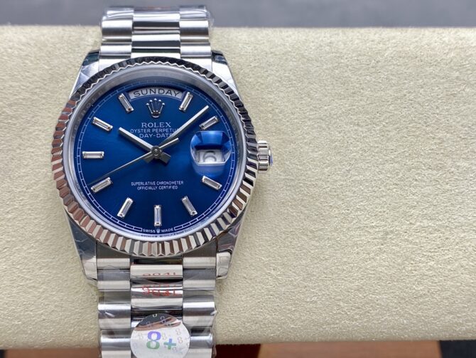 Replica Rolex Day Date White Gold 36 Blue Diamond Dial m128239 0069