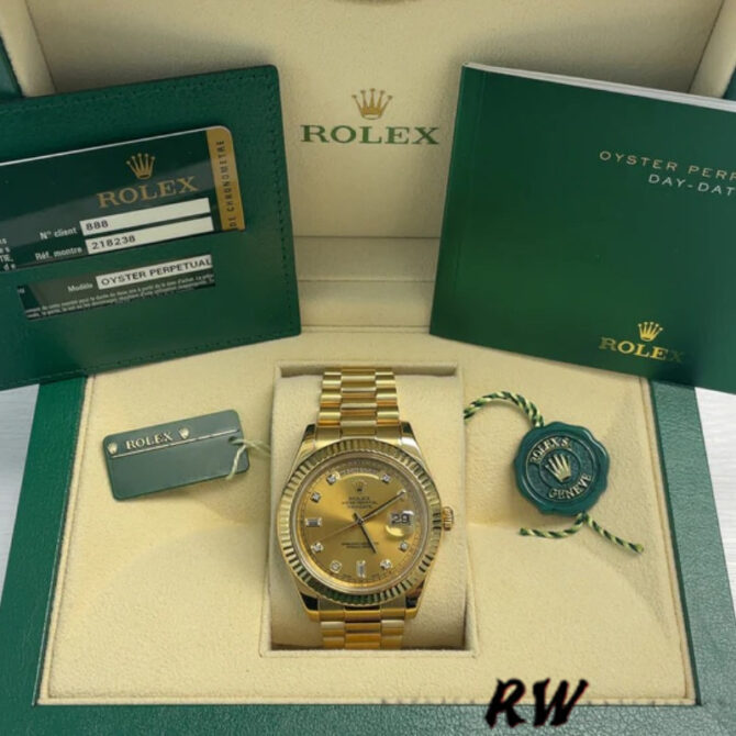 Replica Rolex Day-Date 218238 Champagne Dial Yellow Gold 41MM Mens Watch