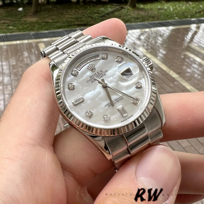 Replica Rolex Day-Date 118239 MOP Diamond Dial 36mm Unisex Watch