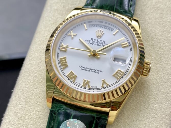 Replica Rolex Day Date 36 White Dial Solid 18k Yellow Gold 118138 Roman