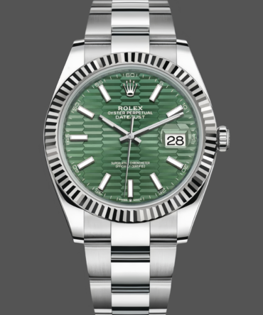 Rolex Datejust 126334 0029 Fluted Bezel Green Motif Dial 41MM Mens Replica Watch