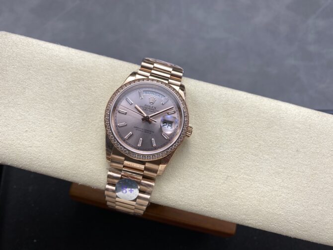 Replica Rolex Day-Date 228345RBR 0007 Sundust Diamond Dial Diamond Bezel 40mm Mens Watch