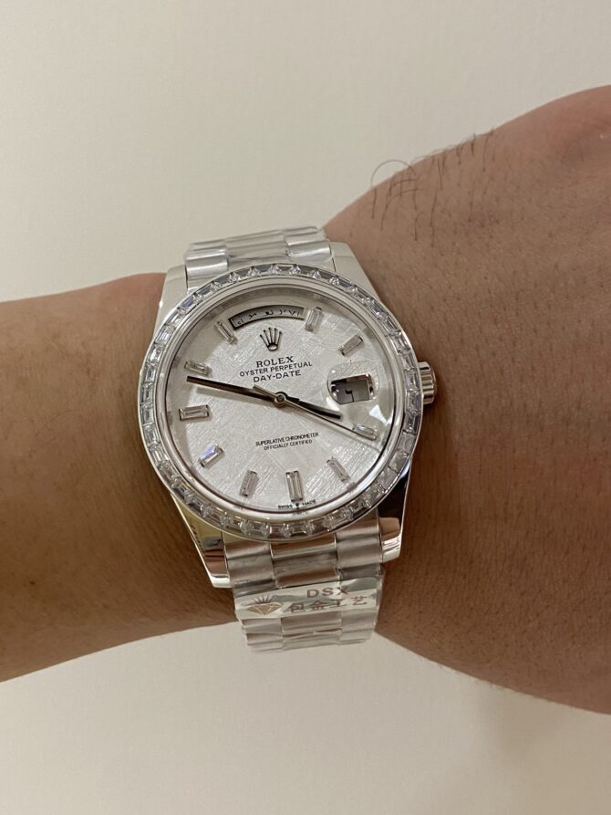 Replica Rolex Day-Date 40 Platinum Meteorite Diamond Dial M228396TBR 0027 Men's Watch