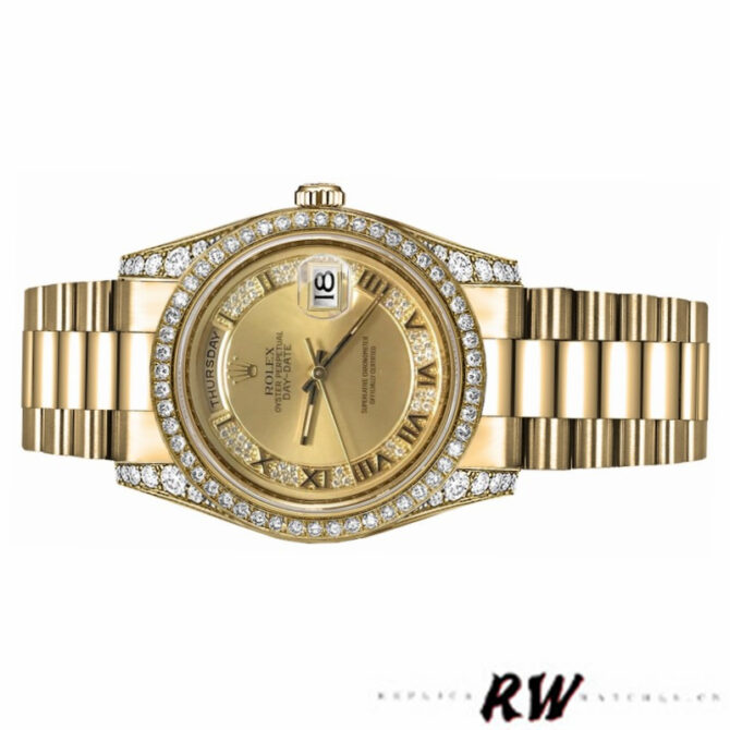 Replica Rolex Day-Date 118388 Yellow Gold White Roman Numeral Dial 36MM Unisex Watch