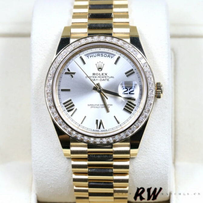 Replica Rolex Day-Date 228396TBR Dark Rhodium Grey Dial Diamond Bezel 40mm Mens Watch