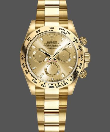 Rolex Daytona 116508 Yellow Gold Champagne Index Dial 40MM Mens Replica Watch