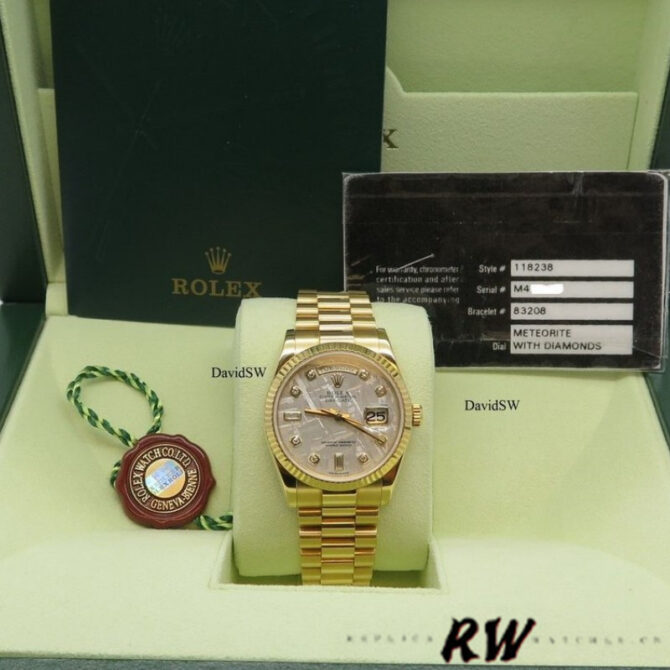 Replica Rolex Day-Date 118235 MOP Black Dial 36mm Unisex Watch